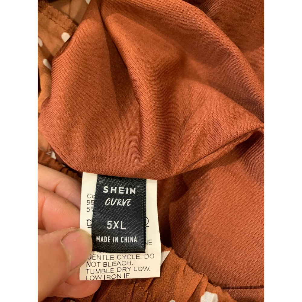 Brown Polka Dot Ruffle Hem Skirt 5XL Boho Retro Cottagecore‎ Women Skirt - Picture 5 of 6